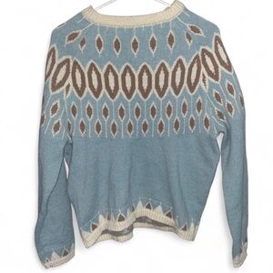 Blue and Brown Patterned Women's Sweater
